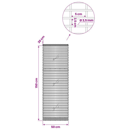 Gabion with 3.5 mm Wire and 5x2.5 cm Mesh 50x20x150 cm