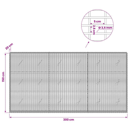 Gabion with 3.5 mm Wire and 5x2.5 cm Mesh 300x20x150 cm