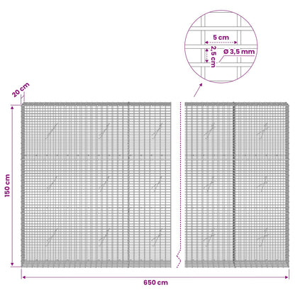 Gabion with 3.5 mm Wire and 5x2.5 cm Mesh 650x20x150 cm