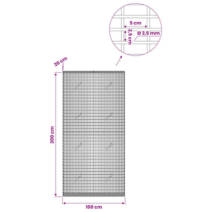 Gabion with 3.5 mm Wire and 5x2.5 cm Mesh 100x20x200 cm