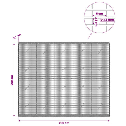 Gabion with 3.5 mm Wire and 5x2.5 cm Mesh 250x20x200 cm