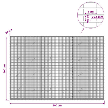 Gabion with 3.5 mm Wire and 5x2.5 cm Mesh 300x20x200 cm