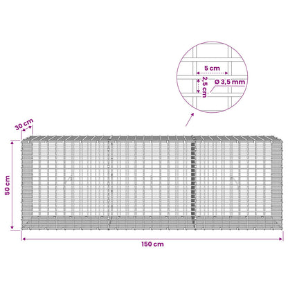 Gabion with 3.5 mm Wire and 5x2.5 cm Mesh 150x30x50 cm