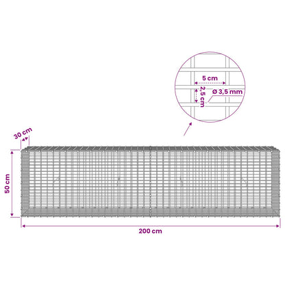 Gabion with 3.5 mm Wire and 5x2.5 cm Mesh 200x30x50 cm