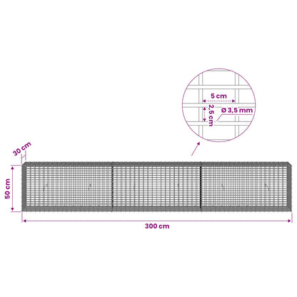 Gabion with 3.5 mm Wire and 5x2.5 cm Mesh 300x30x50 cm