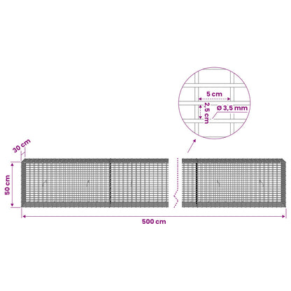 Gabion with 3.5 mm Wire and 5x2.5 cm Mesh 500x30x50 cm