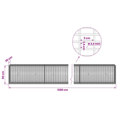 Gabion with 3.5 mm Wire and 5x2.5 cm Mesh 1200x30x50 cm