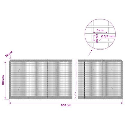 Gabion with 3.5 mm Wire and 5x2.5 cm Mesh 900x30x100 cm