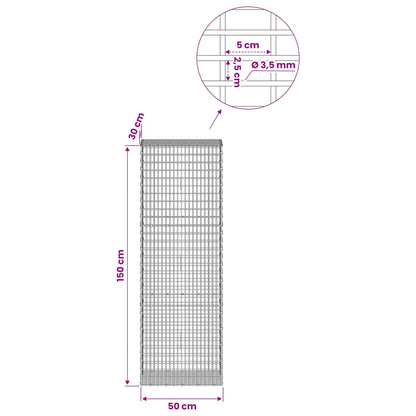 Gabion with 3.5 mm Wire and 5x2.5 cm Mesh 50x30x150 cm