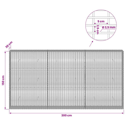 Gabion with 3.5 mm Wire and 5x2.5 cm Mesh 300x30x150 cm