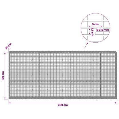 Gabion with 3.5 mm Wire and 5x2.5 cm Mesh 350x30x150 cm