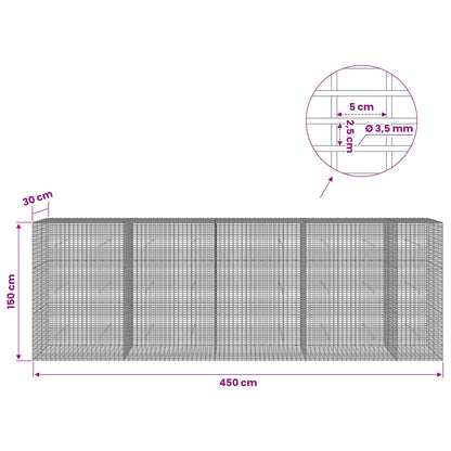 Gabion with 3.5 mm Wire and 5x2.5 cm Mesh 450x30x150 cm