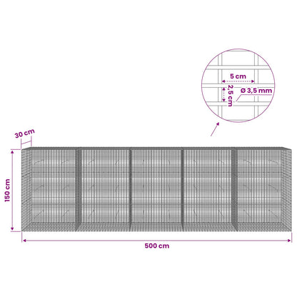 Gabion with 3.5 mm Wire and 5x2.5 cm Mesh 500x30x150 cm