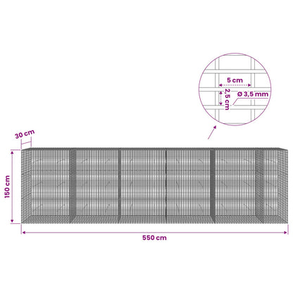 Gabion with 3.5 mm Wire and 5x2.5 cm Mesh 550x30x150 cm