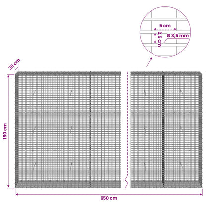Gabion with 3.5 mm Wire and 5x2.5 cm Mesh 650x30x150 cm