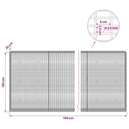 Gabion with 3.5 mm Wire and 5x2.5 cm Mesh 700x30x150 cm