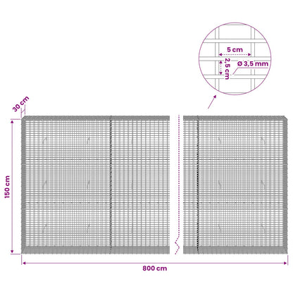 Gabion with 3.5 mm Wire and 5x2.5 cm Mesh 800x30x150 cm