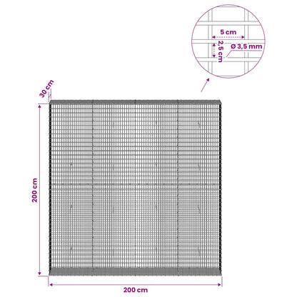 Gabion with 3.5 mm Wire and 5x2.5 cm Mesh 200x30x200 cm