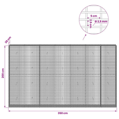 Gabion with 3.5 mm Wire and 5x2.5 cm Mesh 350x30x200 cm