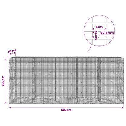 Gabion with 3.5 mm Wire and 5x2.5 cm Mesh 500x30x200 cm