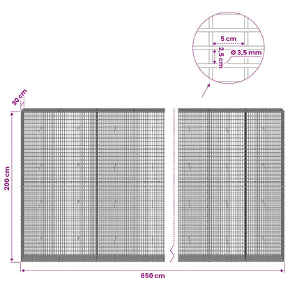 Gabion with 3.5 mm Wire and 5x2.5 cm Mesh 650x30x200 cm