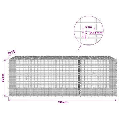 Gabion with 3.5 mm Wire and 5x2.5 cm Mesh 150x50x50 cm
