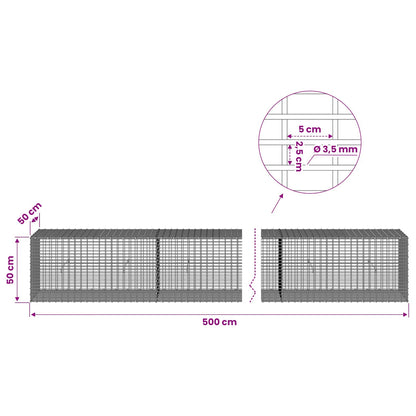 Gabion with 3.5 mm Wire and 5x2.5 cm Mesh 500x50x50 cm