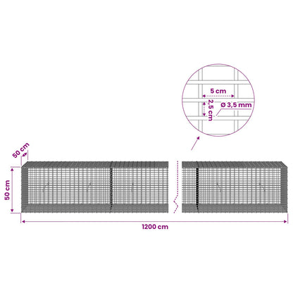 Gabion with 3.5 mm Wire and 5x2.5 cm Mesh 1200x50x50 cm