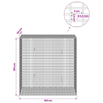 Gabion with 3.5 mm Wire and 5x2.5 cm Mesh 100x50x100 cm