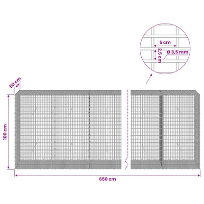Gabion with 3.5 mm Wire and 5x2.5 cm Mesh 650x50x100 cm