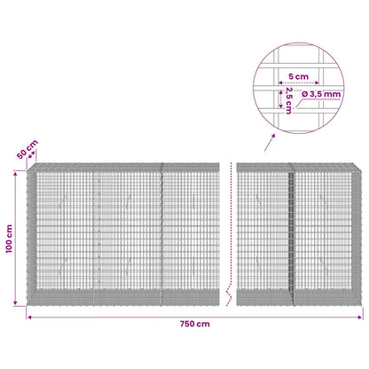 Gabion with 3.5 mm Wire and 5x2.5 cm Mesh 750x50x100 cm