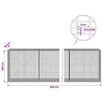 Gabion with 3.5 mm Wire and 5x2.5 cm Mesh 800x50x100 cm
