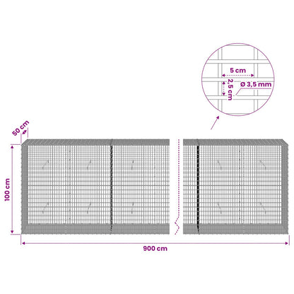 Gabion with 3.5 mm Wire and 5x2.5 cm Mesh 900x50x100 cm