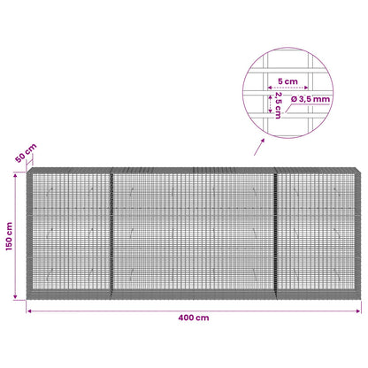 Gabion with 3.5 mm Wire and 5x2.5 cm Mesh 400x50x150 cm
