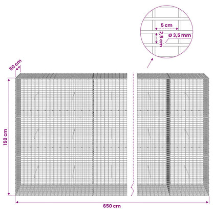 Gabion with 3.5 mm Wire and 5x2.5 cm Mesh 650x50x150 cm