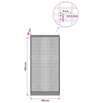 Gabion with 3.5 mm Wire and 5x2.5 cm Mesh 100x50x200 cm
