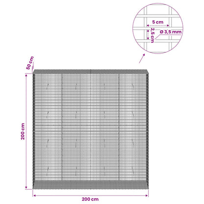 Gabion with 3.5 mm Wire and 5x2.5 cm Mesh 200x50x200 cm