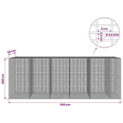 Gabion with 3.5 mm Wire and 5x2.5 cm Mesh 550x50x200 cm