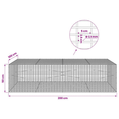Gabion with 3.5 mm Wire and 5x2.5 cm Mesh 200x100x50 cm