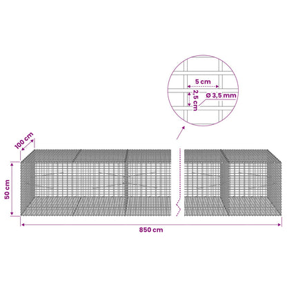 Gabion with 3.5 mm Wire and 5x2.5 cm Mesh 850x100x50 cm