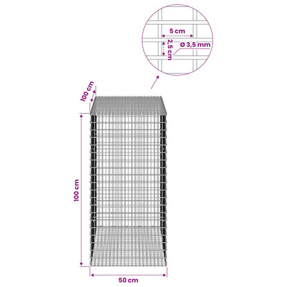 Gabion with 3.5 mm Wire and 5x2.5 cm Mesh 50x100x100 cm