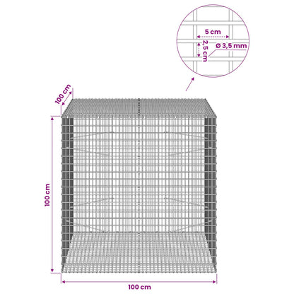 Gabion with 3.5 mm Wire and 5x2.5 cm Mesh 100x100x100 cm