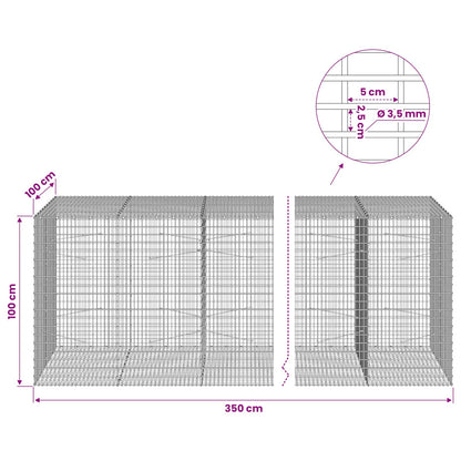Gabion with 3.5 mm Wire and 5x2.5 cm Mesh 350x100x100 cm