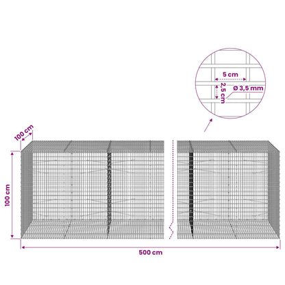Gabion with 3.5 mm Wire and 5x2.5 cm Mesh 500x100x100 cm