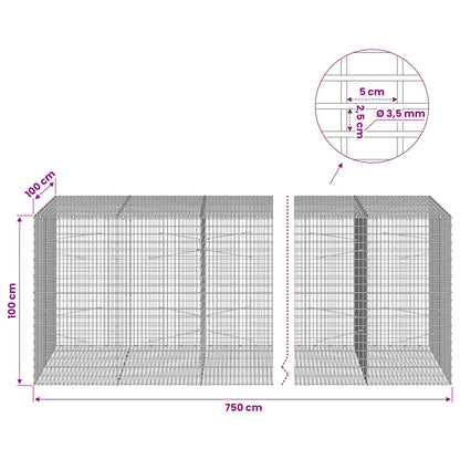 Gabion with 3.5 mm Wire and 5x2.5 cm Mesh 750x100x100 cm