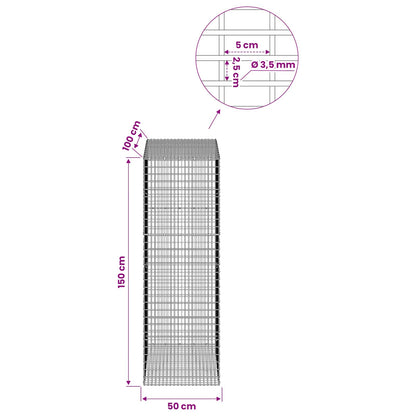 Gabion with 3.5 mm Wire and 5x2.5 cm Mesh 50x100x150 cm