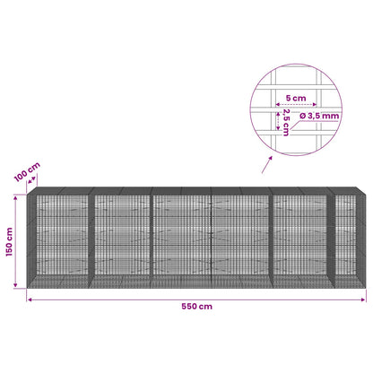 Gabion with 3.5 mm Wire and 5x2.5 cm Mesh 550x100x150 cm