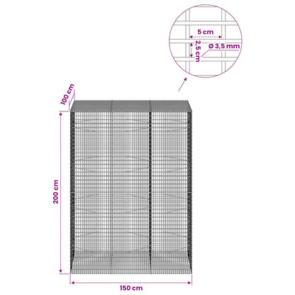 Gabion with 3.5 mm Wire and 5x2.5 cm Mesh 150x100x200 cm