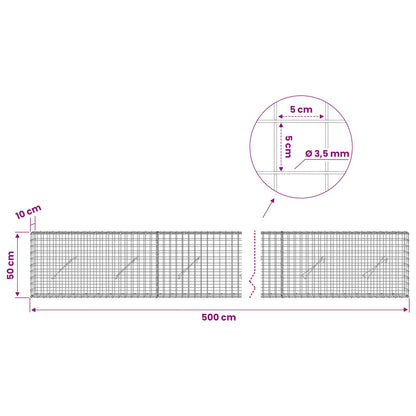 Gabion with 3.5 mm Wire and 5x5 cm Mesh 500x10x50 cm