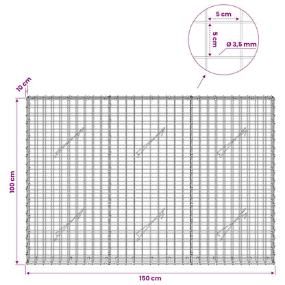 Gabion with 3.5 mm Wire and 5x5 cm Mesh 150x10x100 cm